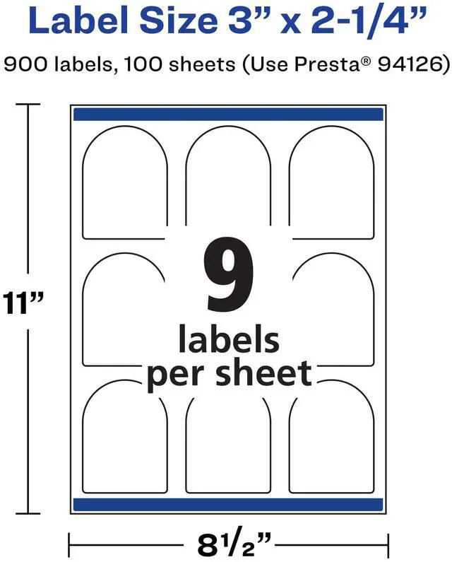 Alt view image 5 of 6 - ® Matte White Arched Labels, Sure Feed® Technology, 3" x 2.25", 900 Labels, Print-to-The-Edge, Laser/Inkjet Printable
