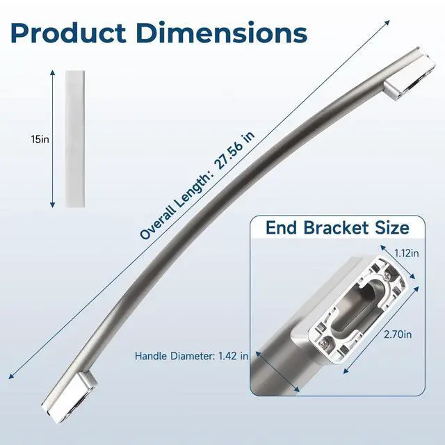 Alt view image 2 of 7 - WR12X34310 Freezer Door Handle Replacement Compatible with GE Refrigerator, Stainless Steel Lower Freezer Drawer Handle, Replaces 4960021 AP6994366 PS16220203 EAP16220203, Fits GNE25J GFE24