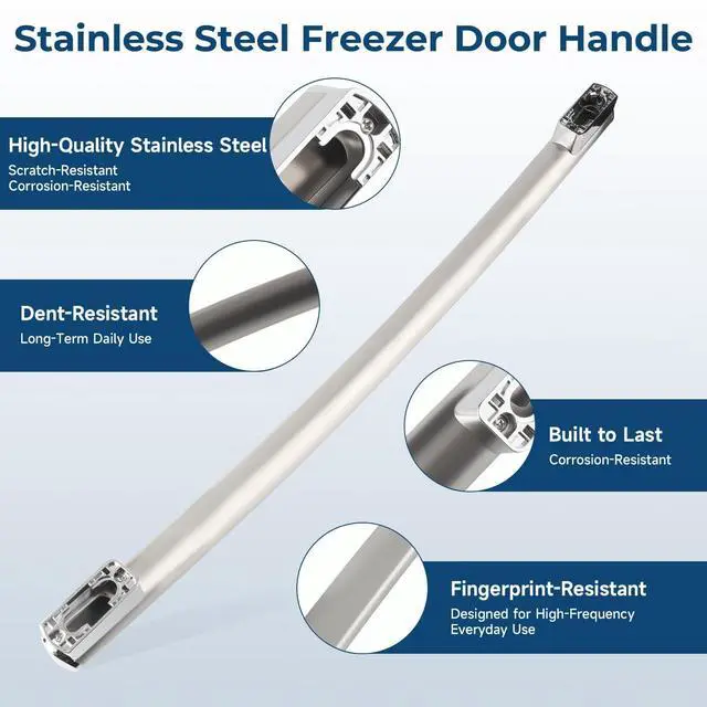 Alt view image 3 of 7 - WR12X34310 Freezer Door Handle Replacement Compatible with GE Refrigerator, Stainless Steel Lower Freezer Drawer Handle, Replaces 4960021 AP6994366 PS16220203 EAP16220203, Fits GNE25J GFE24