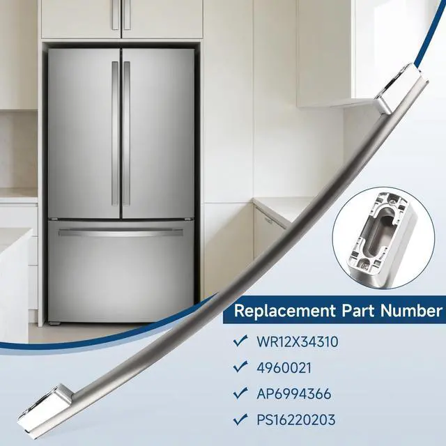 Alt view image 4 of 7 - WR12X34310 Freezer Door Handle Replacement Compatible with GE Refrigerator, Stainless Steel Lower Freezer Drawer Handle, Replaces 4960021 AP6994366 PS16220203 EAP16220203, Fits GNE25J GFE24