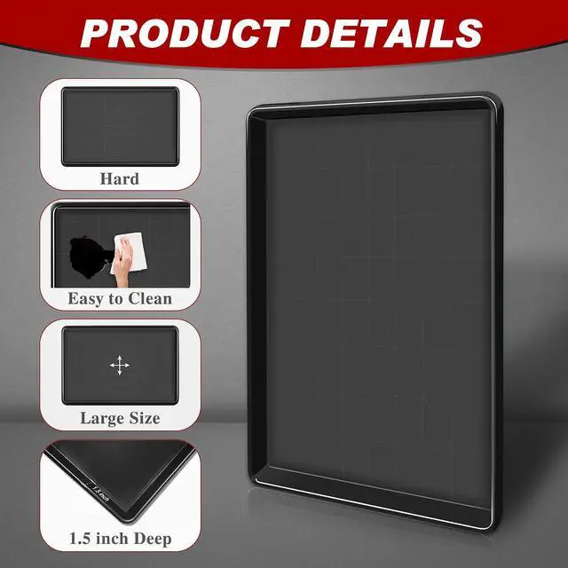 Alt view image 3 of 6 - 6 Pcs Extra Large Oil Drip Pan 35.4 x 24 x1.5 Inches Under Car Plastic Auto Oil Drip Tray Car Oil Catch Pan Replacement Tray for Garage Floor