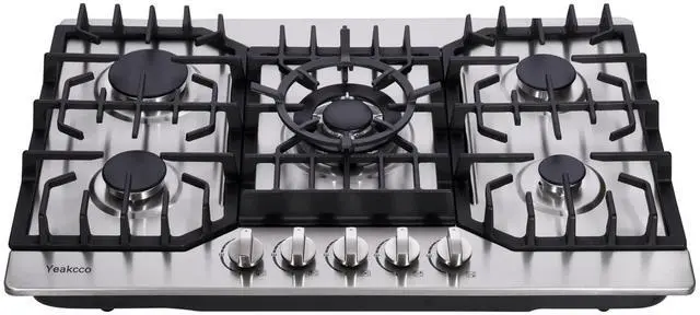 Main image of Gas Cooktop 30 Inch, Stainless Steel 5 Burners Built-in Stovetop Propane/Natural Gas Convertible Stove Top Dual Fuel Cooktop