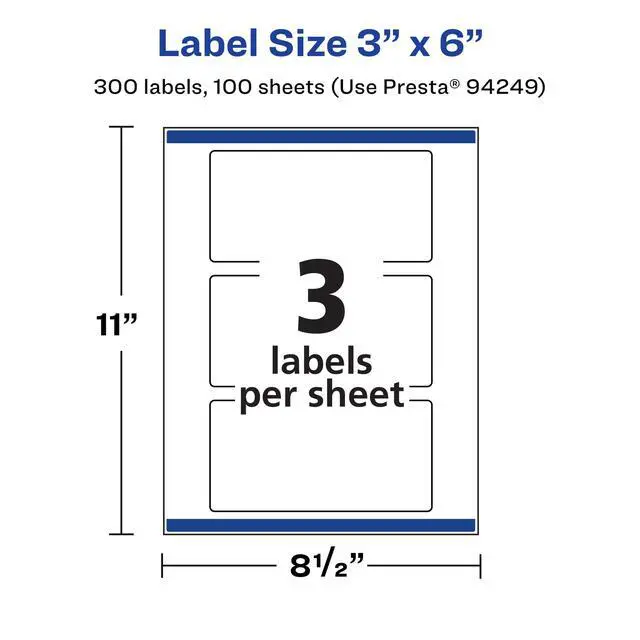 Alt view image 5 of 7 - ® Matte White Rectangle Labels, Sure Feed® Technology, 3" x 6", 300 Matte White Printable Labels
