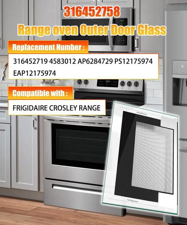Alt view image 2 of 6 - 316452758 Range Outer Oven Outer Door Glass | Fits for Frigidaire Crosley Kenmore Range Door Glass,Replaces Part Number:316452719 4583012 AP6284729 PS12175974 EAP12175974