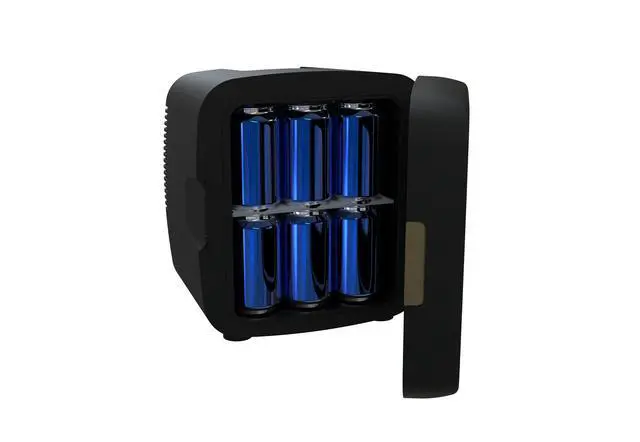 Alt view image 4 of 7 - Retro Mini Fridge, 12/9 liters Cans Beverage Cooler, 100% Freon-Free & Eco Friendly Perfect for Home, Office, or Cars. Includes Plugs for Home Outlet & 12V Car Charger (Slate)