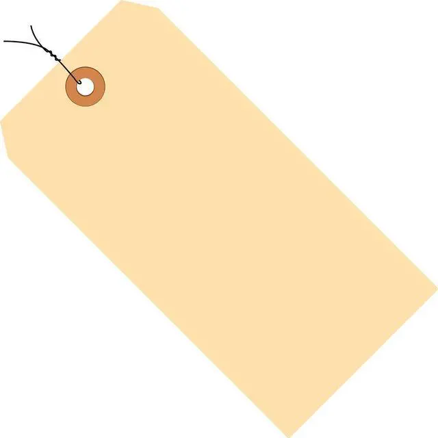 Main image of Pre-Wired Manila Shipping Tags 4 ¾ x 2?, Pack of 1000 | Heavy-Duty 13pt Cardstock Tag with Reinforced Eyelets and 12 Wire | Blank Write-On Hang Tags for Labeling, Shipping & Inventory
