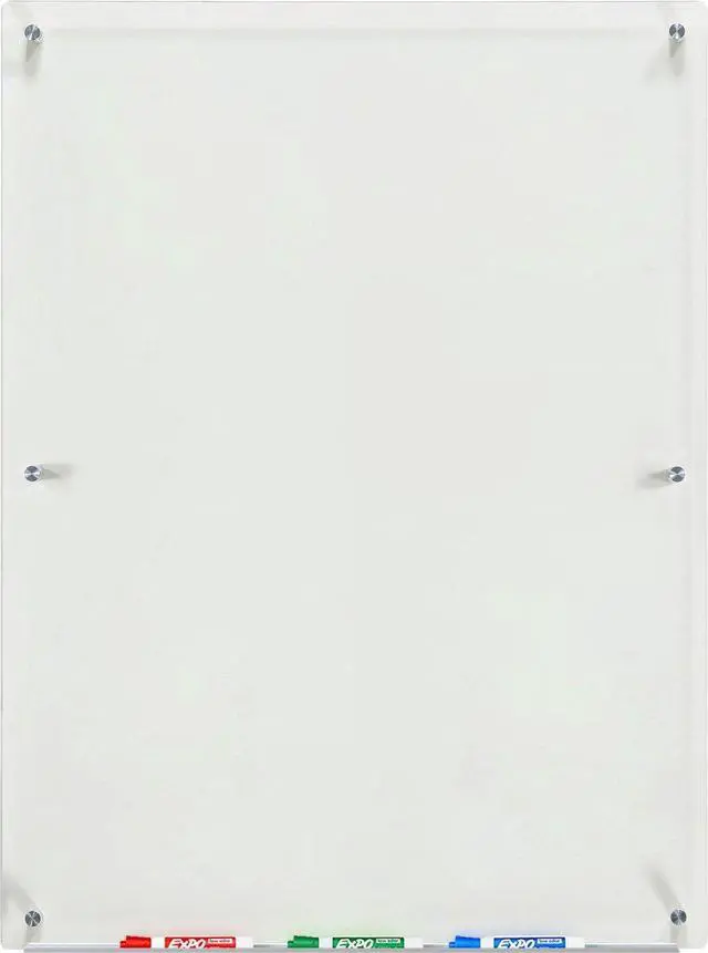 Alt view image 2 of 7 - Clear Glass Dry-Erase Board Set - 4' x 3' - Includes Hardware & Marker Tray (Non-Magnetic)