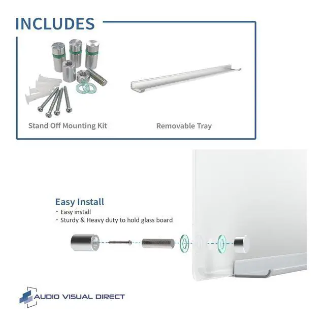Alt view image 3 of 7 - Clear Glass Dry-Erase Board Set - 4' x 3' - Includes Hardware & Marker Tray (Non-Magnetic)