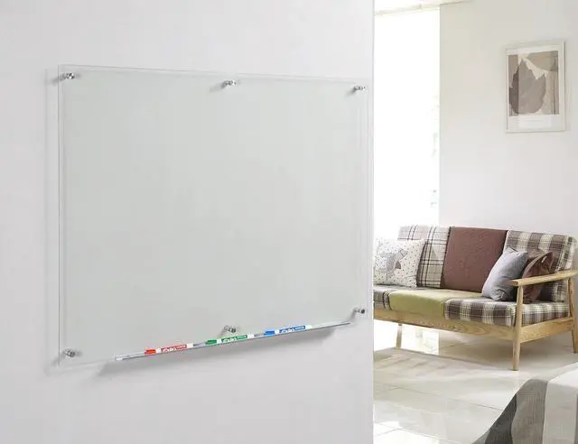 Alt view image 7 of 7 - Clear Glass Dry-Erase Board Set - 4' x 3' - Includes Hardware & Marker Tray (Non-Magnetic)