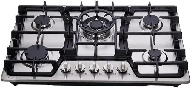 Main image of 30 Inch Gas Cooktop Stainless Steel 5 Burners Stovetop Dual Fuel Gas Hob NG/LPG Convertible Gas Cooktop HF57013 Stainless Steel