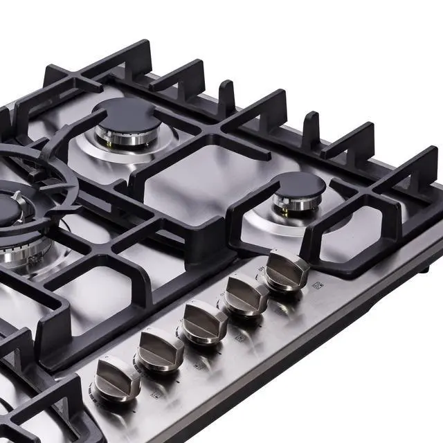 Alt view image 4 of 6 - 30 Inch Gas Cooktop Stainless Steel 5 Burners Stovetop Dual Fuel Gas Hob NG/LPG Convertible Gas Cooktop HF57013 Stainless Steel