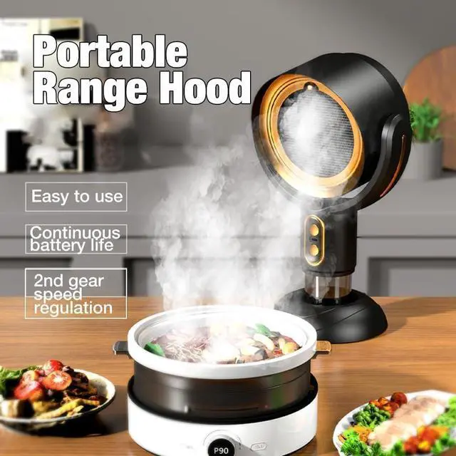 Alt view image 2 of 6 - Portable Range Hood, Desktop Range Hood with 2 Speed Exhaust Fan, Detachable Aluminum Filter, Large Oil Collection Cup, Portable Kitchen Exhaust Fan for Indoor BBQ, Hot Pot Camping Trips Home (Gold)