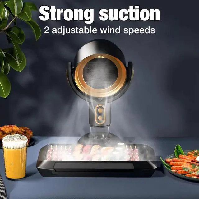 Alt view image 4 of 6 - Portable Range Hood, Desktop Range Hood with 2 Speed Exhaust Fan, Detachable Aluminum Filter, Large Oil Collection Cup, Portable Kitchen Exhaust Fan for Indoor BBQ, Hot Pot Camping Trips Home (Gold)