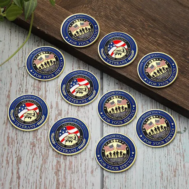 Alt view image 4 of 7 - 80 Pcs Military Challenge Coins Thank You for Your Service Veterans Appreciation Gift Coins Army Retirement Gifts 250th Gifts Coin for Men Veterans Day Presents Military Favors(Classic)