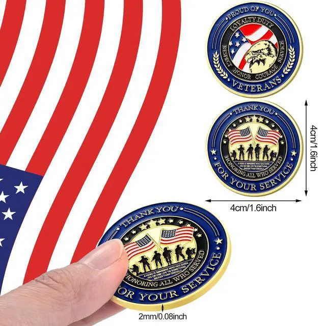 Alt view image 2 of 7 - 80 Pcs Military Challenge Coins Thank You for Your Service Veterans Appreciation Gift Coins Army Retirement Gifts 250th Gifts Coin for Men Veterans Day Presents Military Favors(Classic)