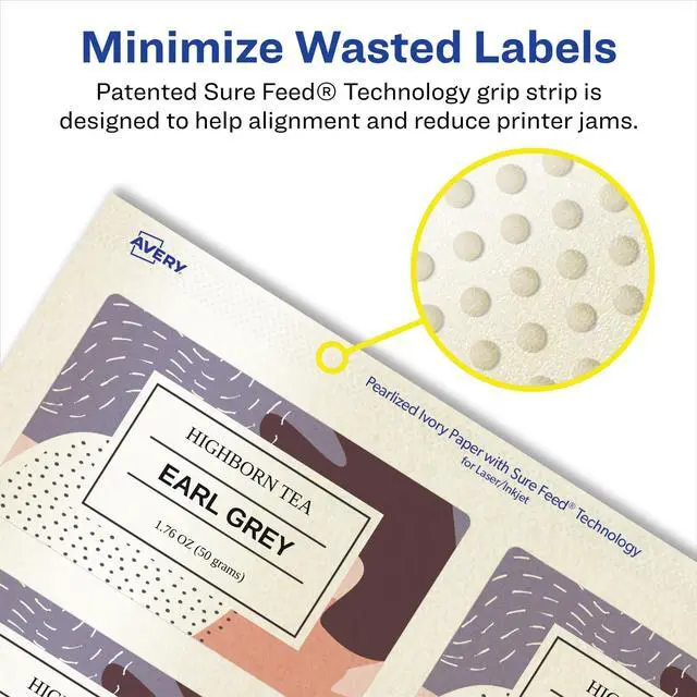 Alt view image 4 of 7 - ® Pearlized Ivory Rectangle Labels, Sure Feed® Technology, 2" x 4", 1,000 Pearlized Ivory Labels, Laser/Inkjet Printable
