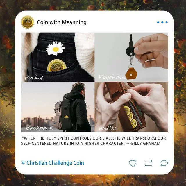 Alt view image 6 of 6 - 5pcs Fruit of The Spirit Christian Challenge Coin - Galatians 5:22-23 Jesus Religious Token - Art God Pocket Bible Verses Coins for Study - Good Luck Commemorative Gifts for Men Women Kids