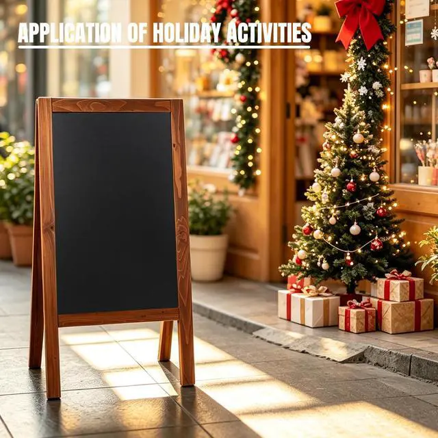 Alt view image 6 of 6 - Chalkboard Sign 40x20'' Outdoor Chalk Board Signs Wooden | A Frame Sidewalk Sign Large Standing Chalkboard with Liquid & Solid Chalk for Party Wedding Restaurant