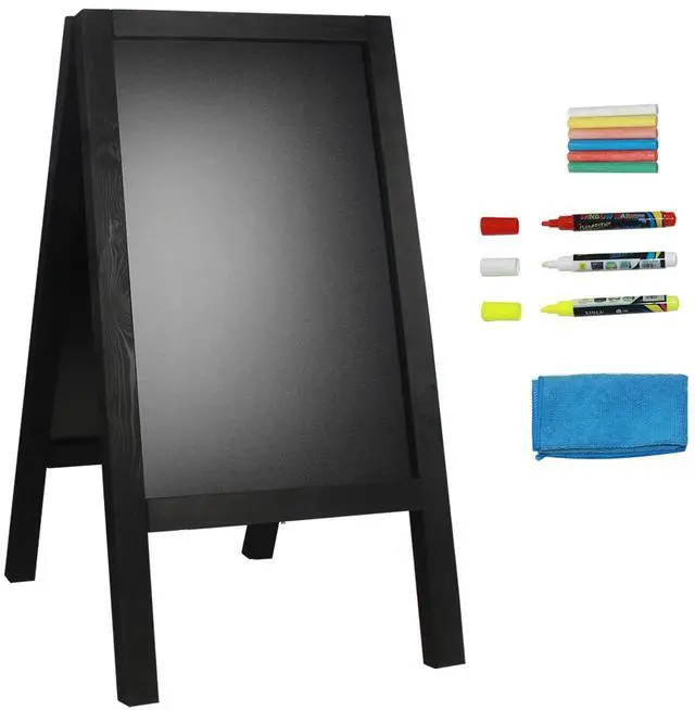 Main image of Chalkboard Sign 40x20'' Double-Sided Display Chalk Board Signs A Frame Chalkboards with Liquid & Solid Chalk for Cafeteria Street Party Restaurant