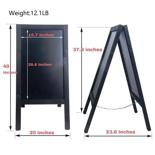Alt view image 2 of 6 - Chalkboard Sign 40x20'' Double-Sided Display Chalk Board Signs A Frame Chalkboards with Liquid & Solid Chalk for Cafeteria Street Party Restaurant
