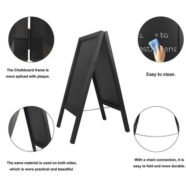 Alt view image 4 of 6 - Chalkboard Sign 40x20'' Double-Sided Display Chalk Board Signs A Frame Chalkboards with Liquid & Solid Chalk for Cafeteria Street Party Restaurant