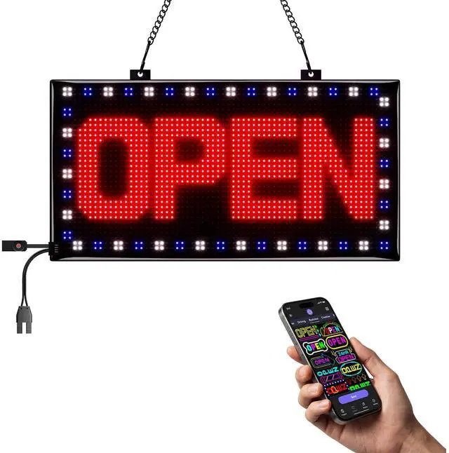 Main image of Programmable LED Open Sign,Support for Multiple Open Dynamic and Static Effects,App Control, for Business Window Glass Cafes Bar