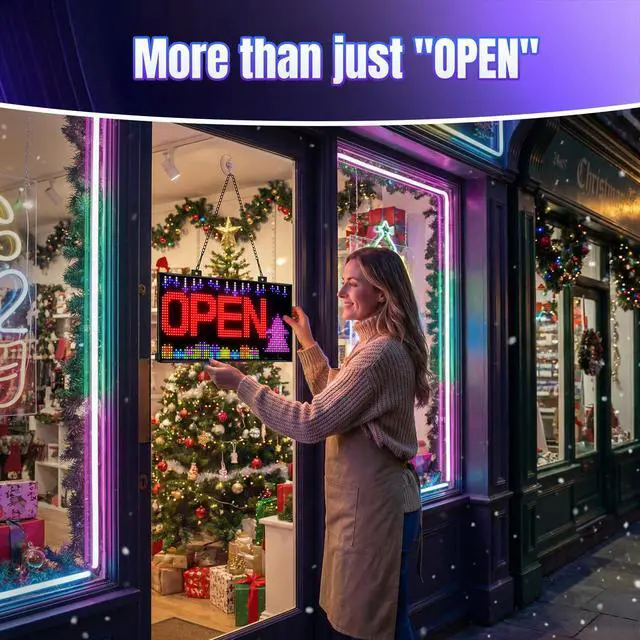 Alt view image 5 of 7 - Programmable LED Open Sign,Support for Multiple Open Dynamic and Static Effects,App Control, for Business Window Glass Cafes Bar