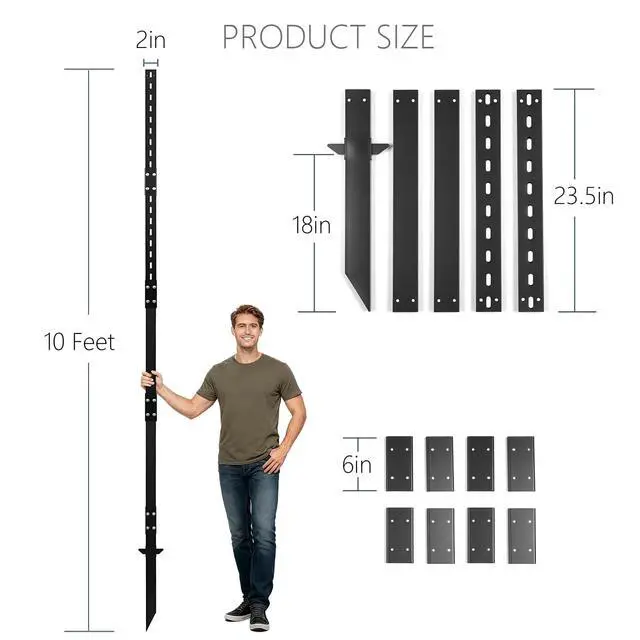 Alt view image 3 of 7 - 2 Pack 10 FT Heavy Duty Sign Post, 9 LB Commercial Grade Steel Pole with Reinforced Ground Anchor Wings, Powder-Coated, Includes Mounting Hardware for Parking, Traffic & Property Signs