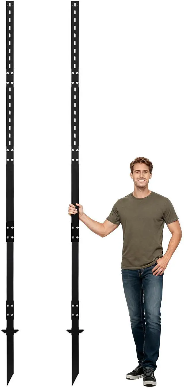 Main image of 2 Pack 10 FT Heavy Duty Sign Post, 9 LB Commercial Grade Steel Pole with Reinforced Ground Anchor Wings, Powder-Coated, Includes Mounting Hardware for Parking, Traffic & Property Signs