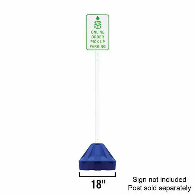 Alt view image 2 of 6 - Roll-A-Post Portable Signpost Base for 24" x 24" or Smaller Signs, Designed for School, Airport, Parking Lot, Durable Plastic, Wind Resistance, 18" x 12", Blue, Post Not Included