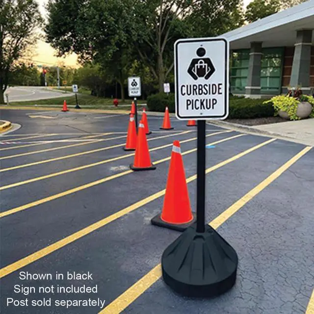Alt view image 5 of 6 - Roll-A-Post Portable Signpost Base for 24" x 24" or Smaller Signs, Designed for School, Airport, Parking Lot, Durable Plastic, Wind Resistance, 18" x 12", Blue, Post Not Included