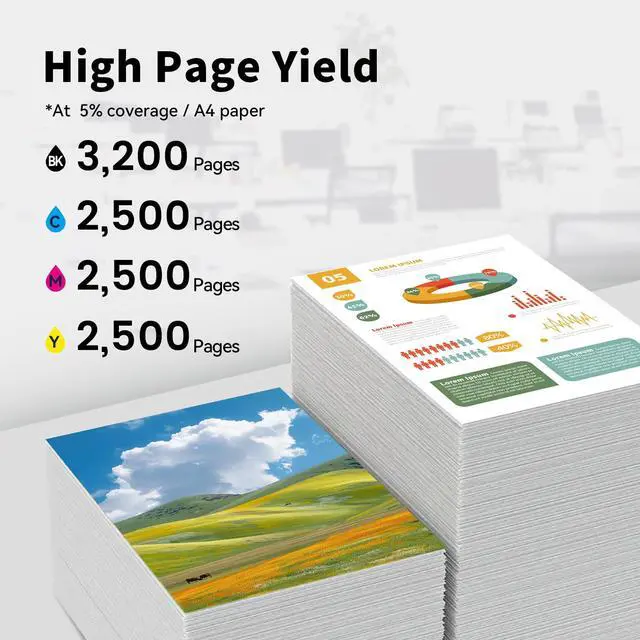 Alt view image 3 of 7 - 075H Toner Cartridge Set 4-Pack High Yield with Chip Replacement for Canon 075 075H for Canon Color imageCLASS MF662Cdw MF663Cdw MF665Cdw LBP646Cdw LBP647Cdw LBP640 MF660 Series Printer Ink