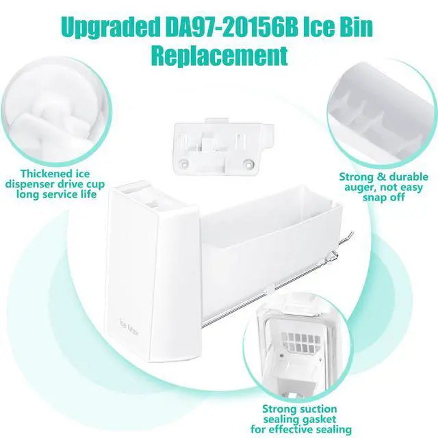 Alt view image 2 of 7 - Upgraded DA97-20156B Ice Maker Replacement Compatible with Samsung Refrigerator DA97-20156A Ice Container, Ice Bucket Tray w/Latch Plate fit Model RF28HMEDBSR, RF27T5241SG, RF28R6301SG Ice Bin