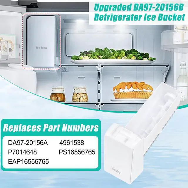 Alt view image 4 of 7 - Upgraded DA97-20156B Ice Maker Replacement Compatible with Samsung Refrigerator DA97-20156A Ice Container, Ice Bucket Tray w/Latch Plate fit Model RF28HMEDBSR, RF27T5241SG, RF28R6301SG Ice Bin