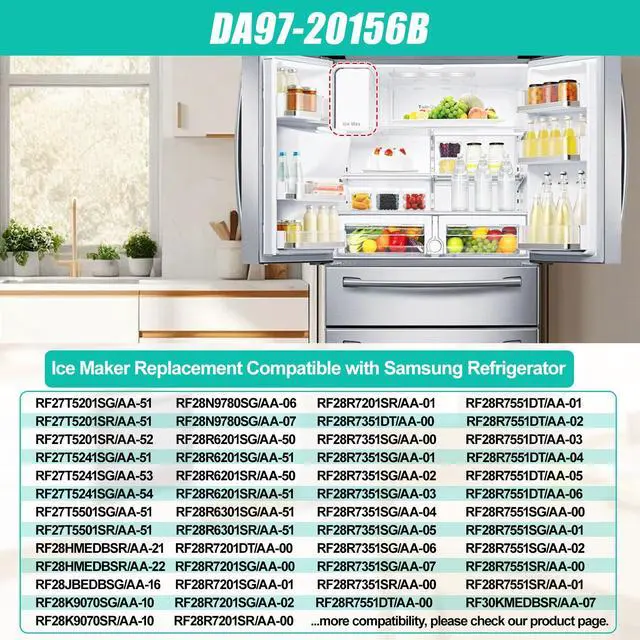 Alt view image 5 of 7 - Upgraded DA97-20156B Ice Maker Replacement Compatible with Samsung Refrigerator DA97-20156A Ice Container, Ice Bucket Tray w/Latch Plate fit Model RF28HMEDBSR, RF27T5241SG, RF28R6301SG Ice Bin