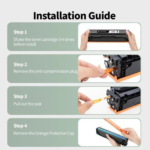 Alt view image 6 of 7 - 075H Toner Cartridge Set 4-Pack High Yield with Chip Replacement for Canon 075 075H for Canon Color imageCLASS MF662Cdw MF663Cdw MF665Cdw LBP646Cdw LBP647Cdw LBP640 MF660 Series Printer Ink