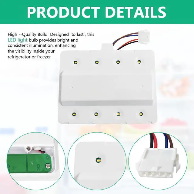 Alt view image 3 of 6 - W11125428 W10587287 Refrigerator light Assembly Fits for KitchenAid Amana Maytag Whirlpool Refrigerator Led Light PS12347426 W10223894 W10289592 W10850514 Replacement light LED WRX735SDHZ03 WRX735SDBH