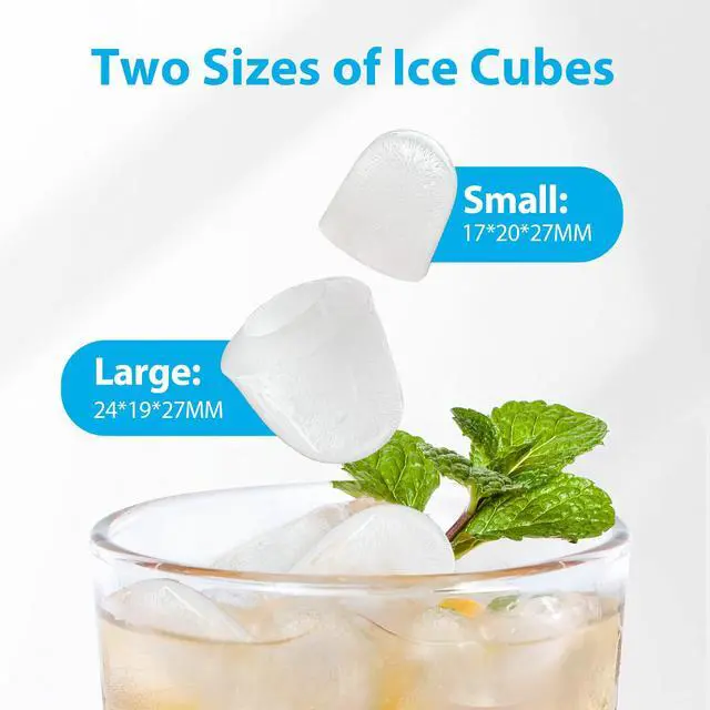 Alt view image 4 of 6 - Ice Makers Countertop, 9 Ice Cubes Release in 6 Mins, 26Lbs/24H, 2 Sizes of Bullet Ice Machine,Self-Cleaning Portable Ice Maker with Ice Scoop and Basket for Home Kitchen Office Bar RV, Black