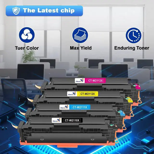 Alt view image 5 of 7 - 206X Toner Cartridges 4 Pack High Yield Replacement for HP 206A W2110A 206X W2110X Compatible with Color Laser Jet Pro MFP M255dw M283fdw M283cdw M255nw Printer (B/C/Y/M Color)
