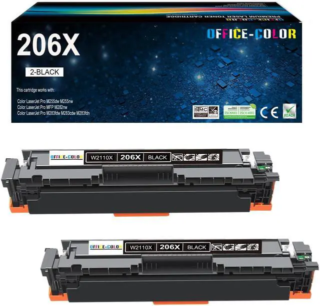 Main image of 2 Pack Replacement for HP 206X Black High Yield Toner Cartridge W2110X | Compatible for HP Color Laser Pro MFP M283cdw M283fdw M282nw M255dw,M255nw Printer