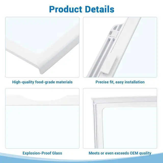 Alt view image 5 of 7 - WR71X10582 WR71X10262 Refrigerator Glass Shelf Compatible With GE, Hotpoint, RCA Fridge, Tempered Glass Shelf Replacement WR71X10288, WR71X10357, PD00040025, 1093120, AP3672563, PS967134, EAP967134