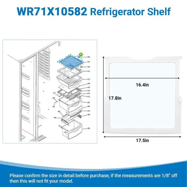 Alt view image 2 of 7 - WR71X10582 WR71X10262 Refrigerator Glass Shelf Compatible With GE, Hotpoint, RCA Fridge, Tempered Glass Shelf Replacement WR71X10288, WR71X10357, PD00040025, 1093120, AP3672563, PS967134, EAP967134