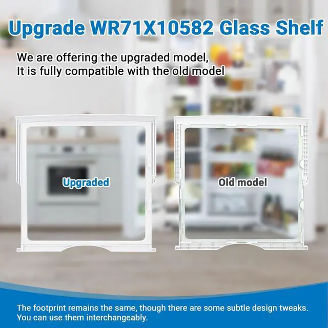 Alt view image 6 of 7 - WR71X10582 WR71X10262 Refrigerator Glass Shelf Compatible With GE, Hotpoint, RCA Fridge, Tempered Glass Shelf Replacement WR71X10288, WR71X10357, PD00040025, 1093120, AP3672563, PS967134, EAP967134