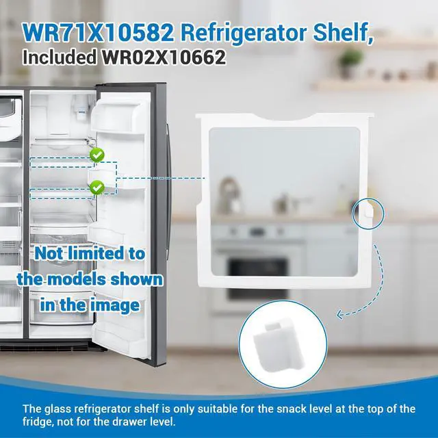 Alt view image 7 of 7 - WR71X10582 WR71X10262 Refrigerator Glass Shelf Compatible With GE, Hotpoint, RCA Fridge, Tempered Glass Shelf Replacement WR71X10288, WR71X10357, PD00040025, 1093120, AP3672563, PS967134, EAP967134