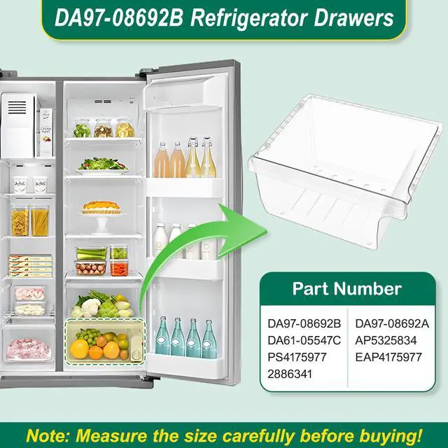 Alt view image 2 of 7 - UPGRADED DA97-08692B Refrigerator Crisper Drawer Replacement Compatible with Samsung Fridge Crisper Drawer Parts RS25H5000SP RS25J500DSR RS25J500DSG RS261MDRS DA97-08692A Fridge Crisper Drawer Bin