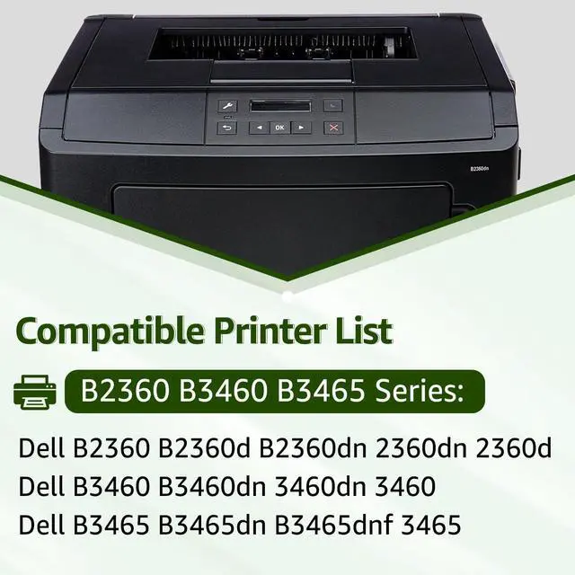 Alt view image 2 of 7 - B2360 M11XH High Yield Black Toner Cartridge for Dell B2360 B2360d, 2 Pack | Compatible for Dell B2360 B2360d B2360dn B3460dn B3465dn B3465dnf Laser Printer Ink