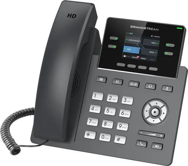 Alt view image 3 of 5 - GRP2612P IP Phone | 4 Lines, 4 SIP Accounts | 2.4-Inch Color Display | Dual-Port 10/100 Ethernet with Integrated PoE | Power Adapter Not Included