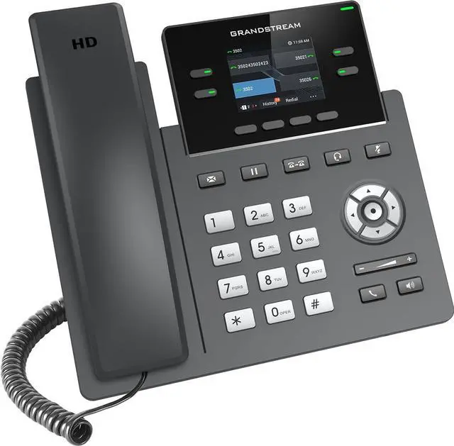 Alt view image 5 of 5 - GRP2612P IP Phone | 4 Lines, 4 SIP Accounts | 2.4-Inch Color Display | Dual-Port 10/100 Ethernet with Integrated PoE | Power Adapter Not Included