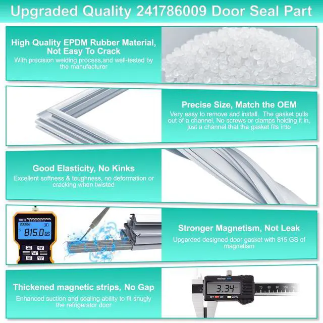 Alt view image 6 of 7 - Upgraded 241786009 Refrigerator Door Gasket Compatible with Frigidaire Refrigerator 241786013 Freezer Door Seal Replacement Parts 241569805 5304439531 7241786001 Kenmore Fridge Door Seal Gasket