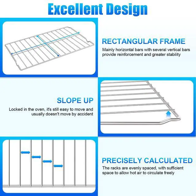 Alt view image 4 of 7 - 2 Pack 304 Stainless Steel WPW10256908 Oven Rack 24"x15.75" Compatible with Whirlpool,KitchenAid and Kenmore Range Oven Rack W10138079 Shelf Rack 3195710 W10179196 AP6017994 PS11751295 Oven Wire Rack